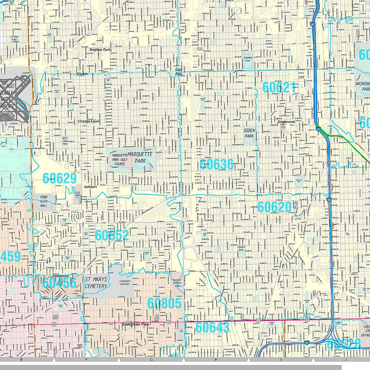 Premium Style Wall Map of Chicago IL