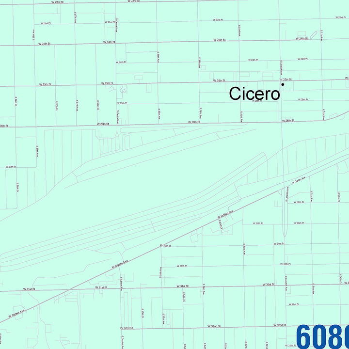 Color Cast Zip Code Style Wall Map of Cicero, IL