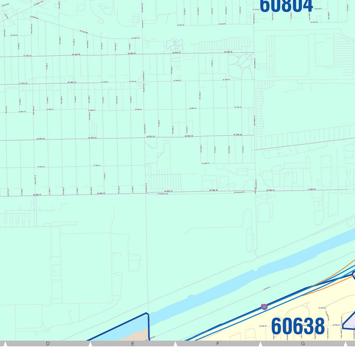 Color Cast Zip Code Style Wall Map of Cicero, IL