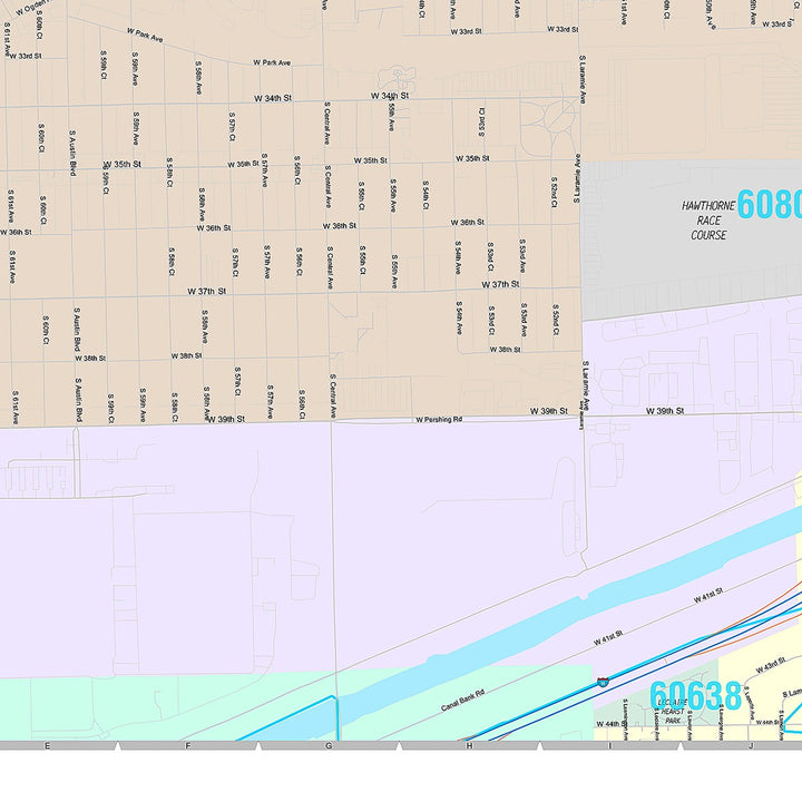 Premium Style Wall Map of Cicero, IL