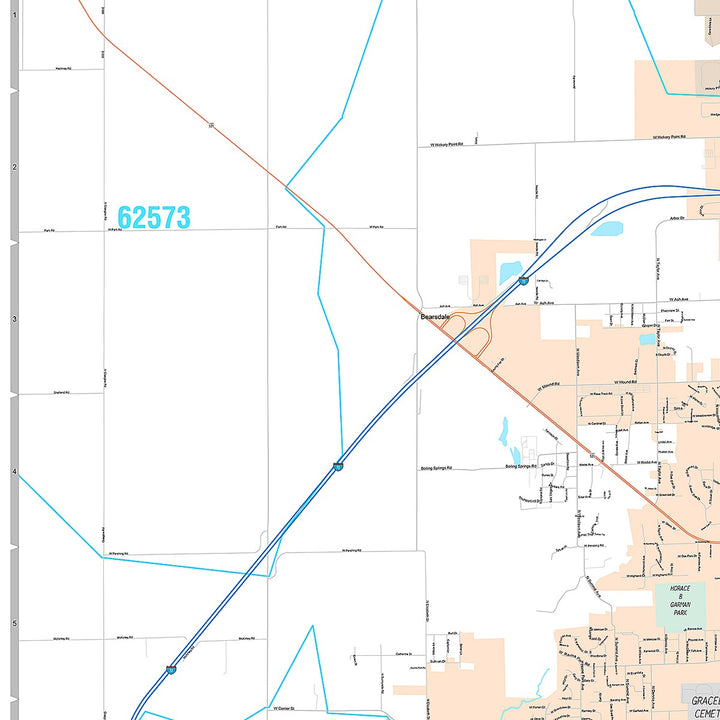 Premium Style Wall Map of Decatur, IL
