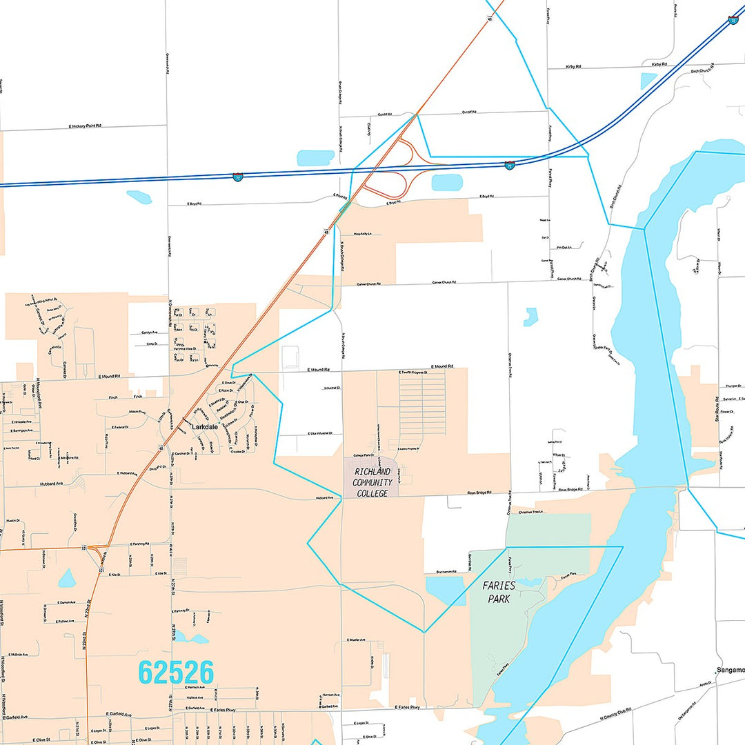 Premium Style Wall Map of Decatur, IL – American Map Store