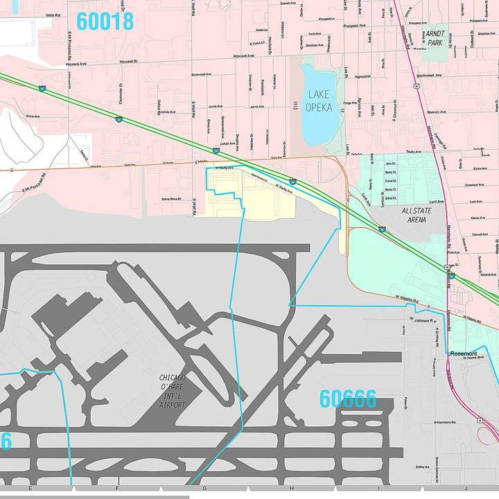 Premium Style Wall Map of Des Plaines, IL