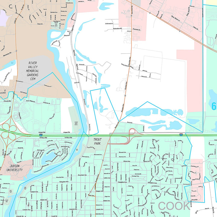 Premium Style Wall Map of Elgin, IL