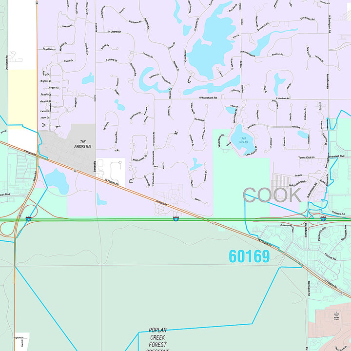 Premium Style Wall Map of Hoffman Estates, IL