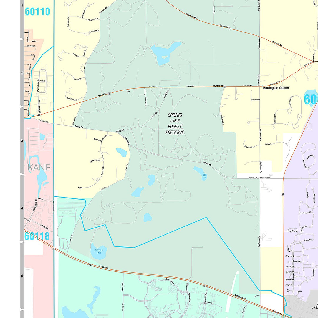 Premium Style Wall Map of Hoffman Estates, IL