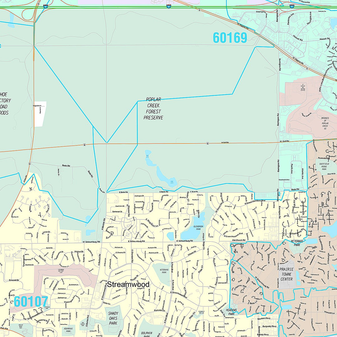 Premium Style Wall Map of Hoffman Estates, IL