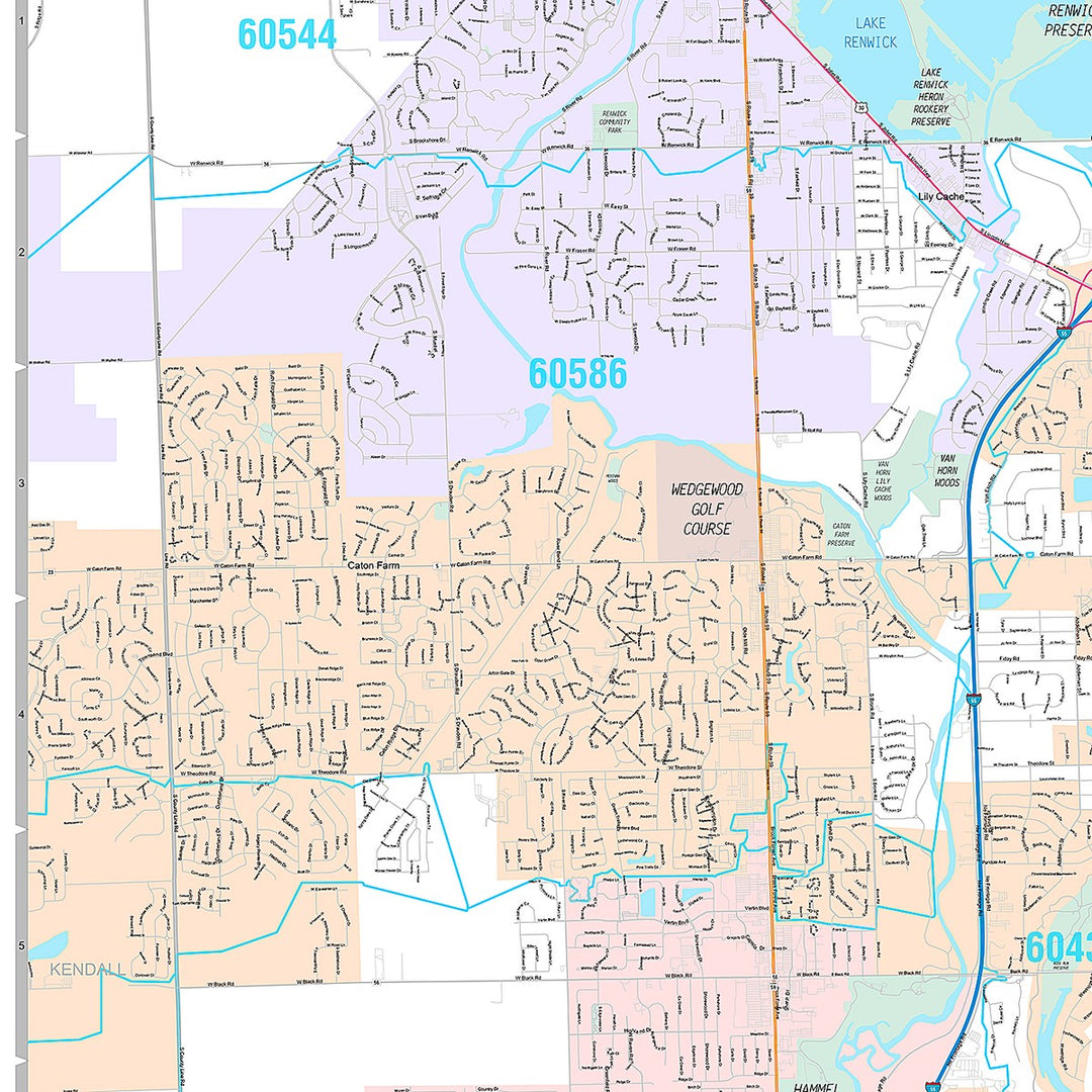 Premium Style Wall Map of Joliet, IL