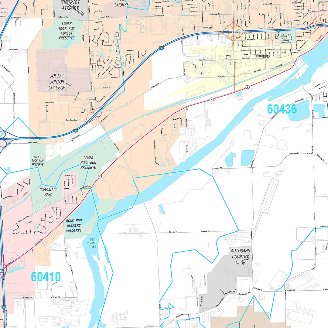 Premium Style Wall Map of Joliet, IL