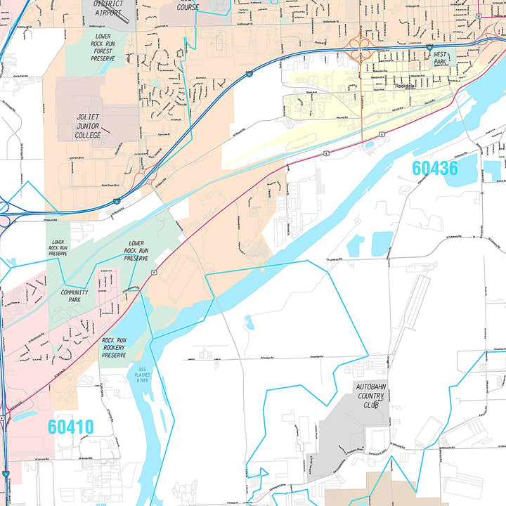 Premium Style Wall Map of Joliet, IL