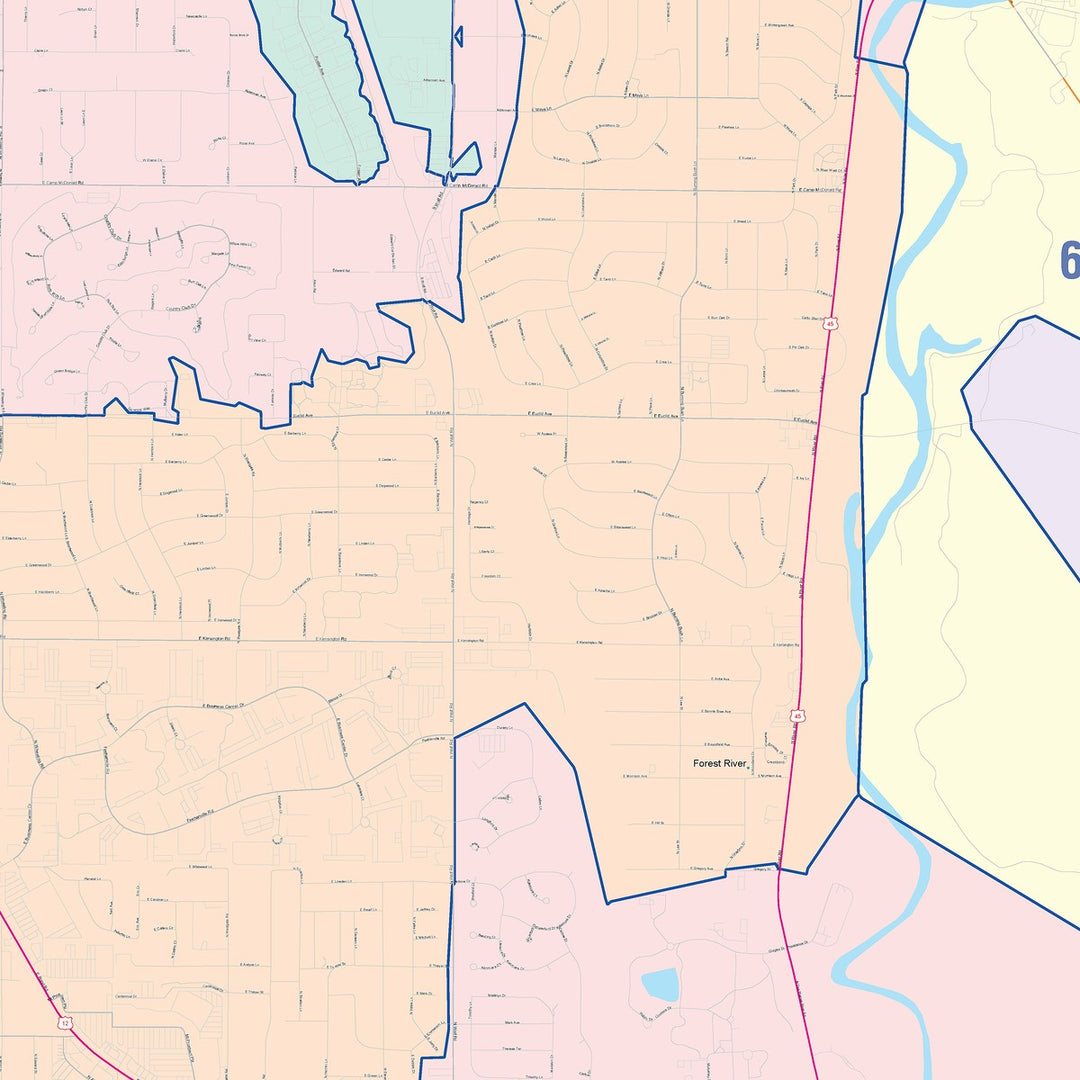 Color Cast Zip Code Style Wall Map of Mount Prospect, IL