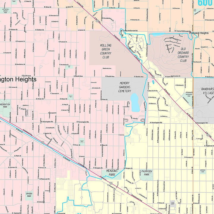 Premium Style Wall Map of Mount Prospect, IL