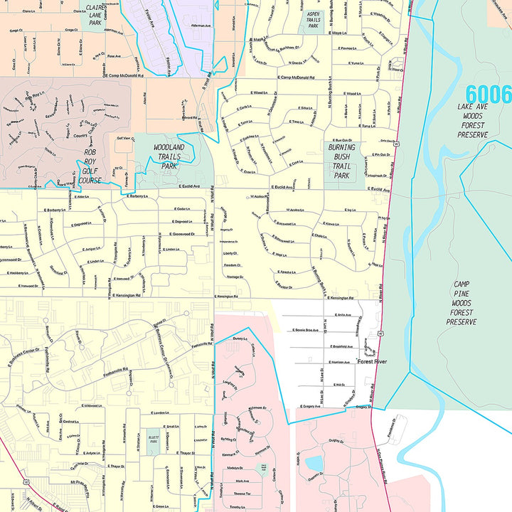 Premium Style Wall Map of Mount Prospect, IL
