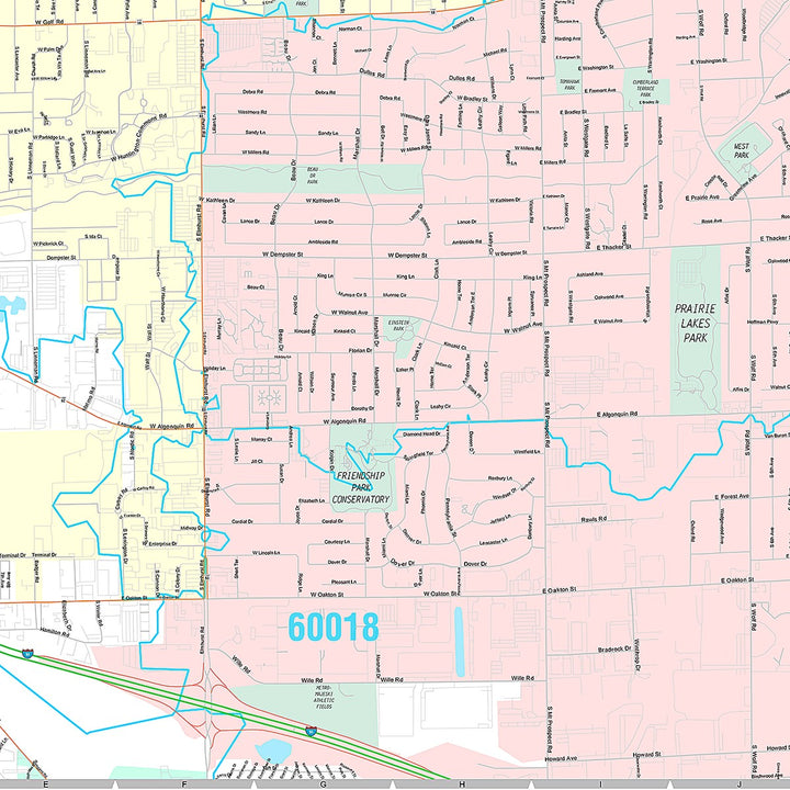 Premium Style Wall Map of Mount Prospect, IL