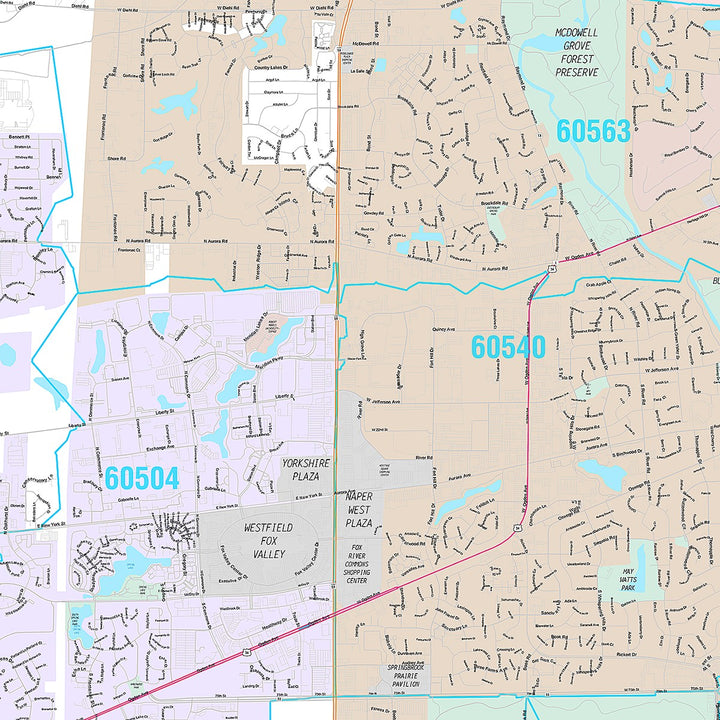 Premium Style Wall Map of Naperville, IL