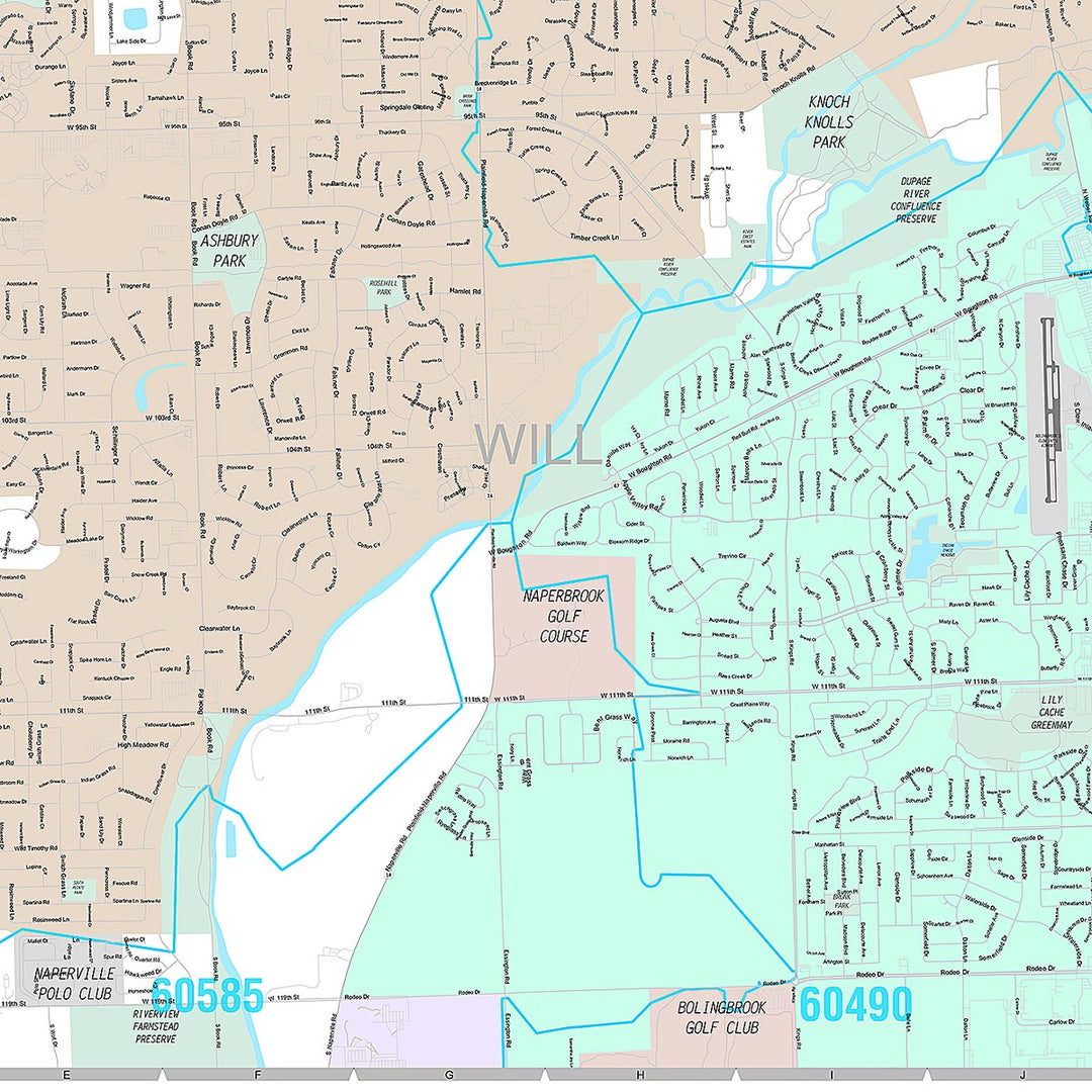 Premium Style Wall Map of Naperville, IL
