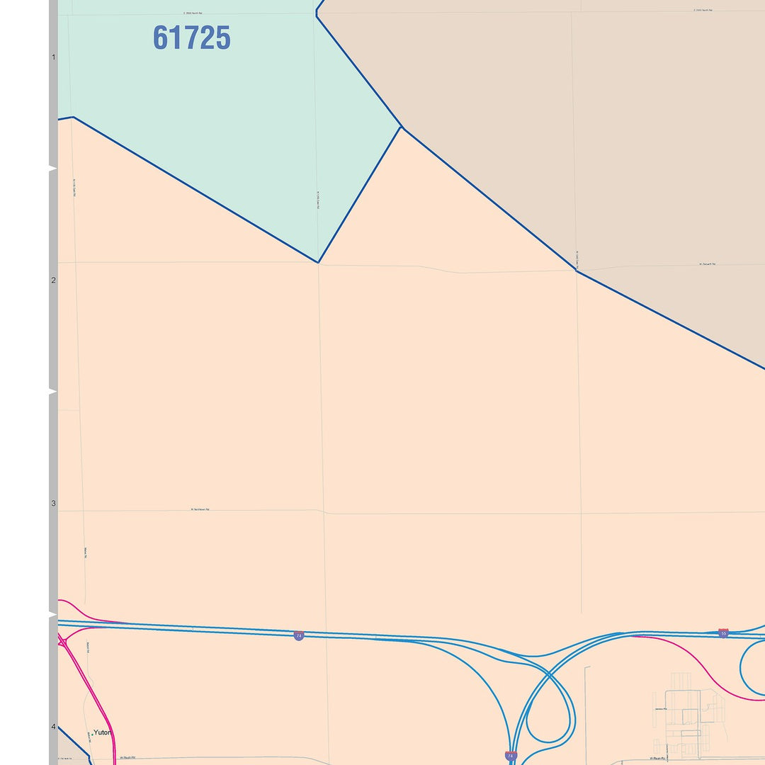 Color Cast Zip Code Style Wall Map of Normal, IL