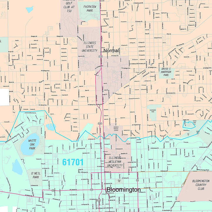 Premium Style Wall Map of Normal, IL