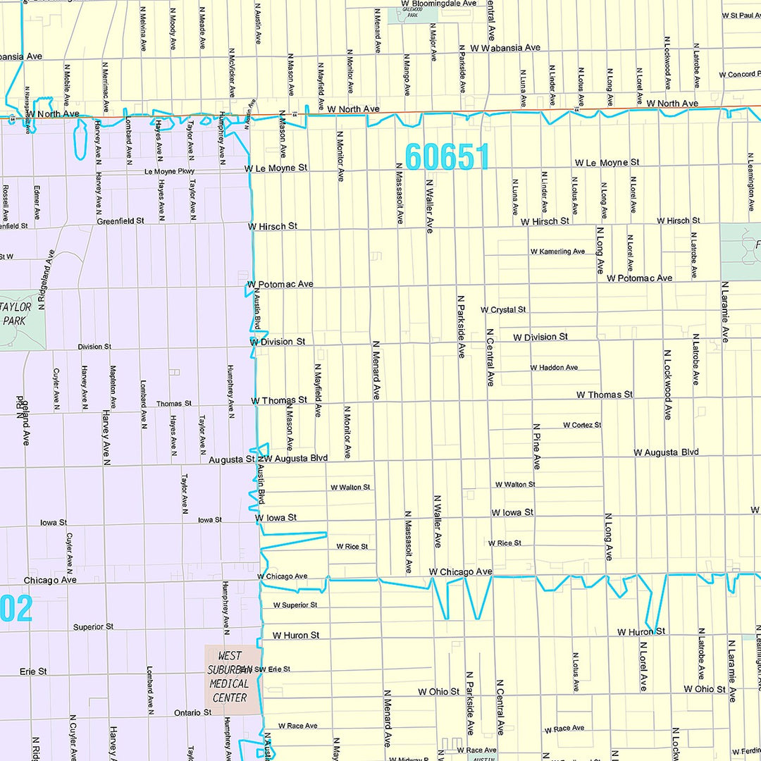 Premium Style Wall Map of Oak Park, IL