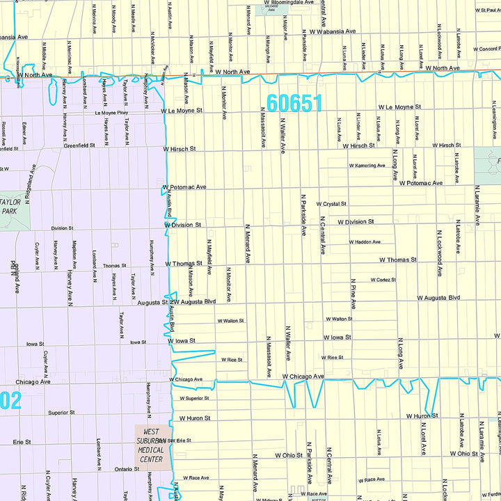 Premium Style Wall Map of Oak Park, IL