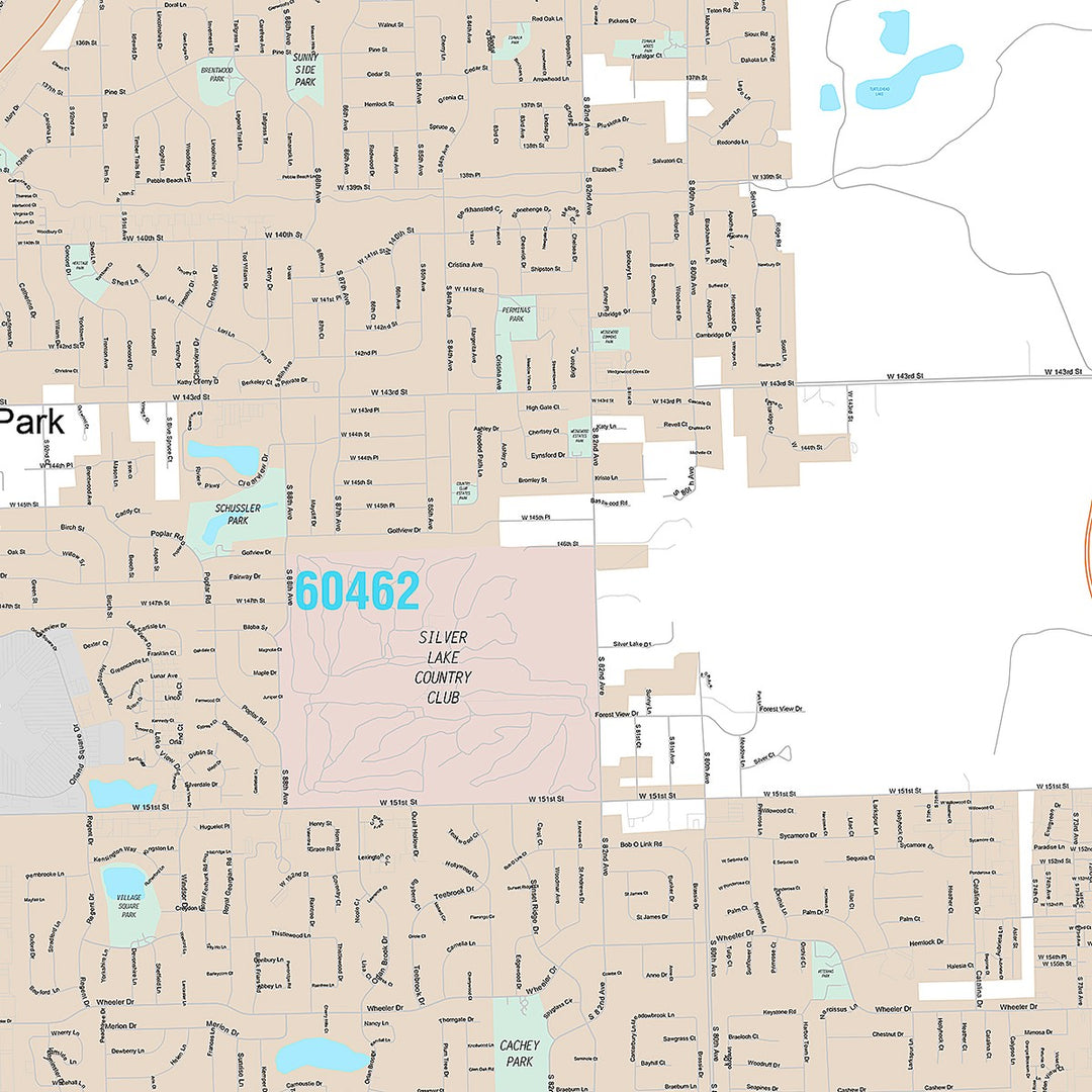 Premium Style Wall Map of Orlando Park, IL