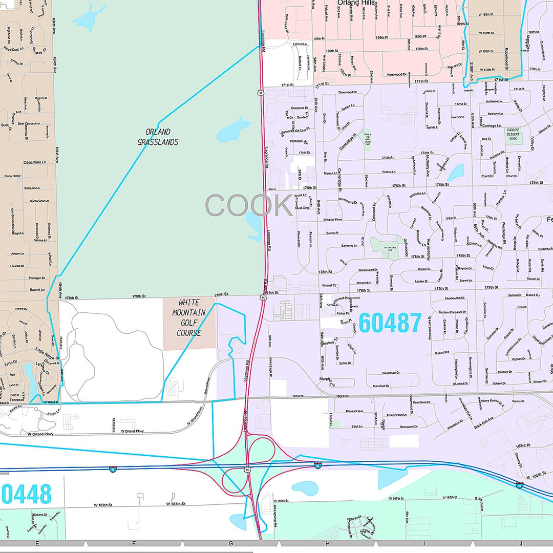 Premium Style Wall Map of Orlando Park, IL