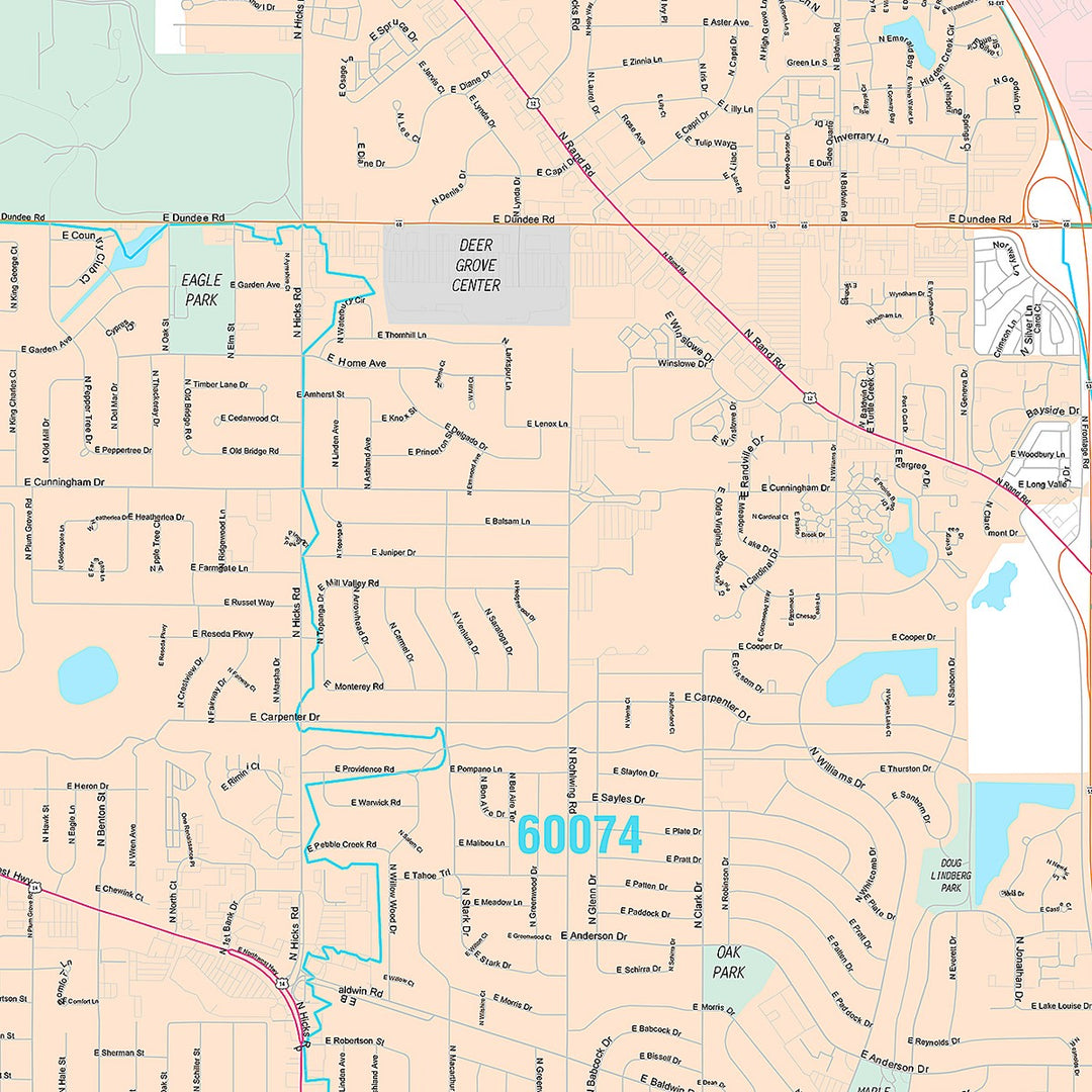 Premium Style Wall Map of Palatine, IL