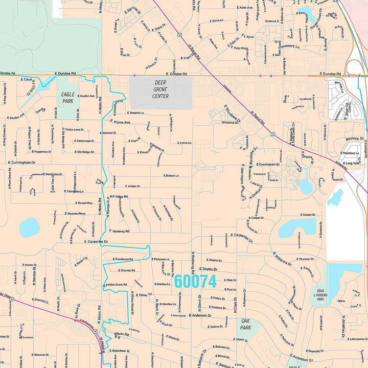 Premium Style Wall Map of Palatine, IL