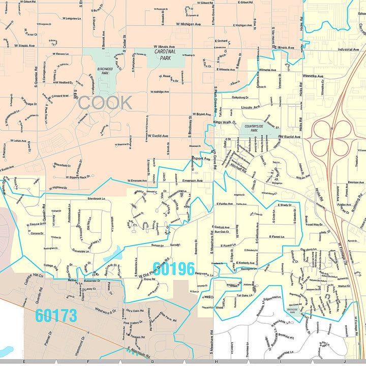 Premium Style Wall Map of Palatine, IL