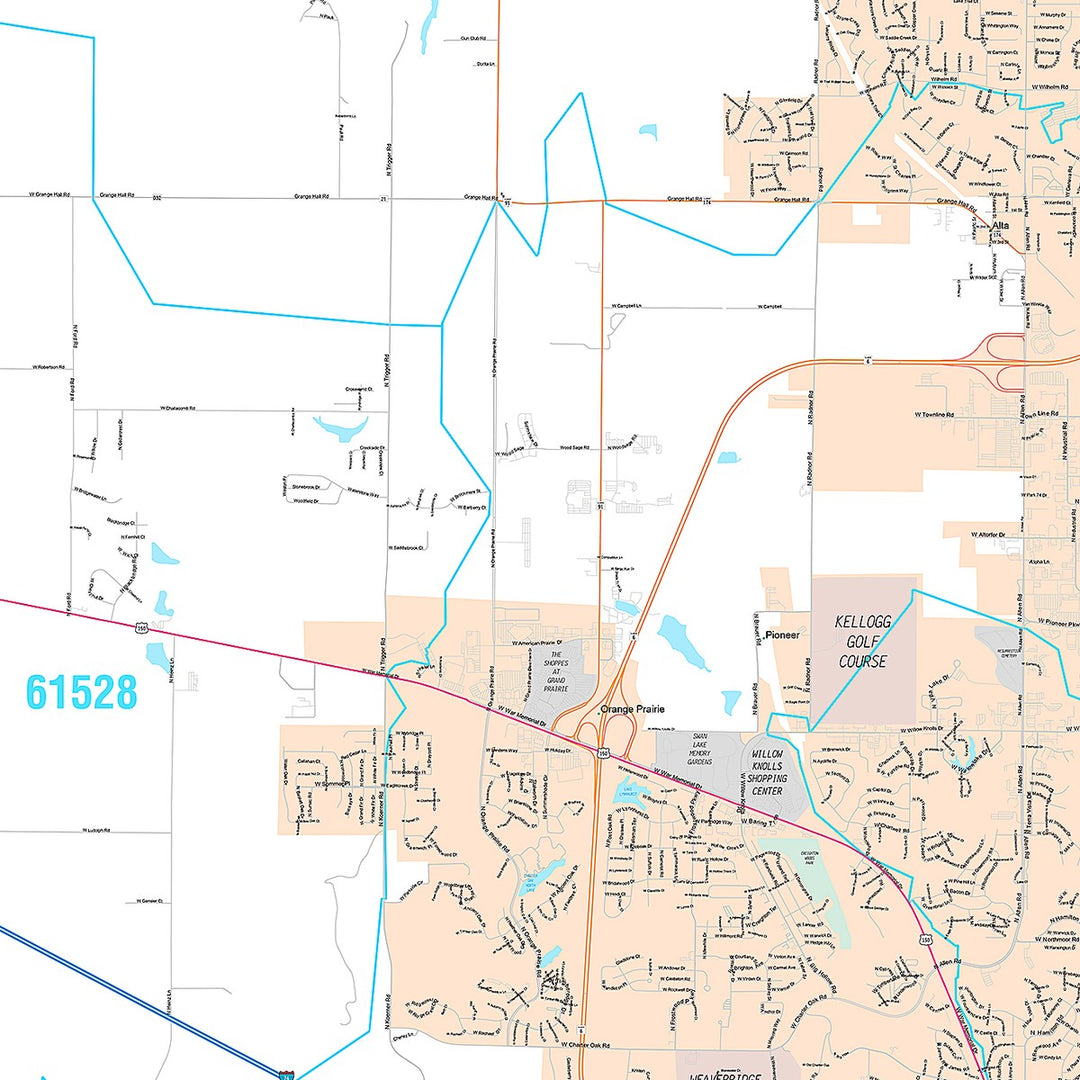 Premium Style Wall Map of Peoria, IL