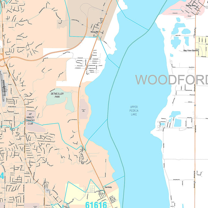 Premium Style Wall Map of Peoria, IL