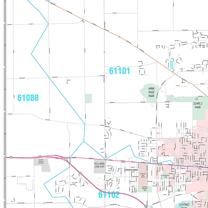 Premium Style Wall Map of Rockford, IL