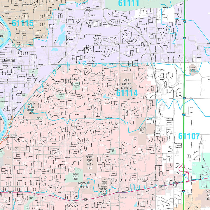 Premium Style Wall Map of Rockford, IL