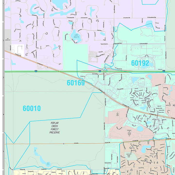 Premium Style Wall Map of Schaumburg, IL