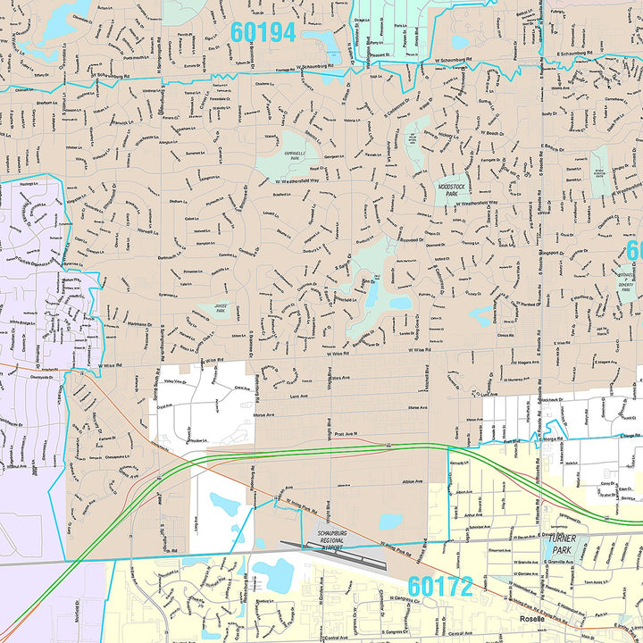 Premium Style Wall Map of Schaumburg, IL
