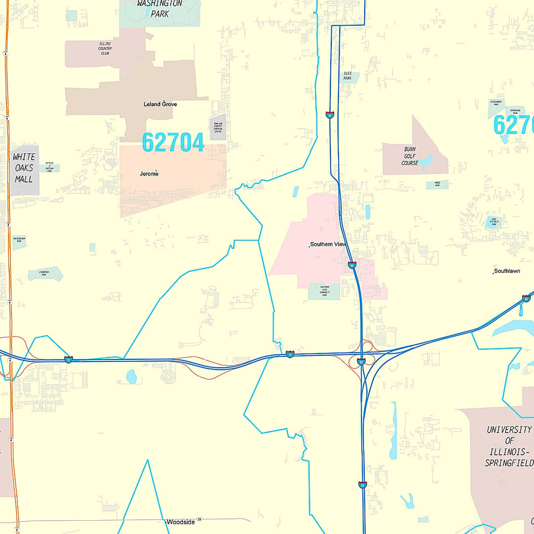 Premium Style Wall Map of Springfield, IL