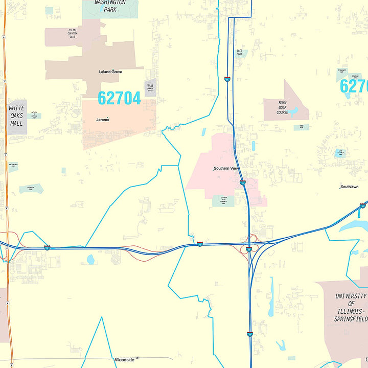 Premium Style Wall Map of Springfield, IL