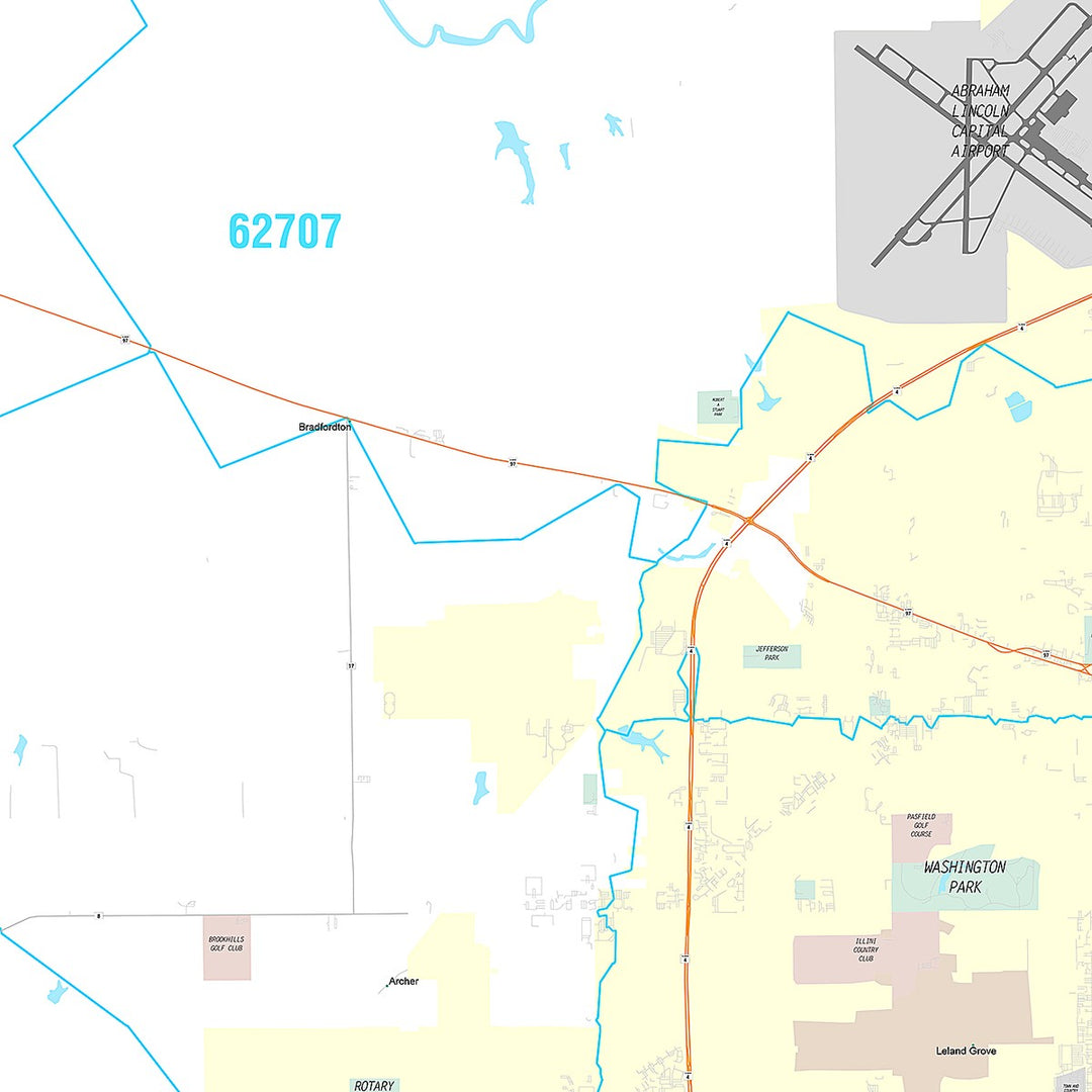 Premium Style Wall Map of Springfield, IL