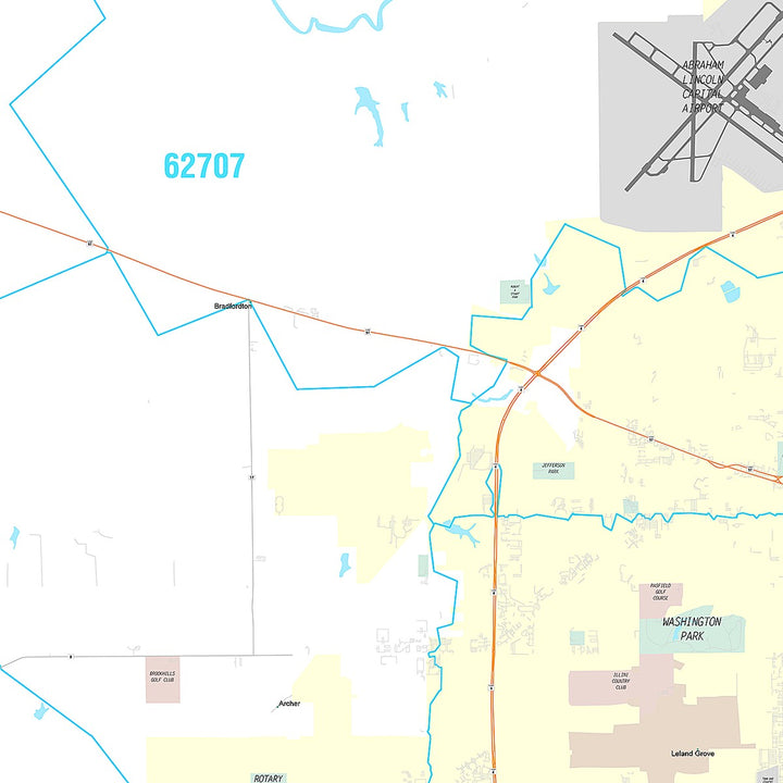 Premium Style Wall Map of Springfield, IL