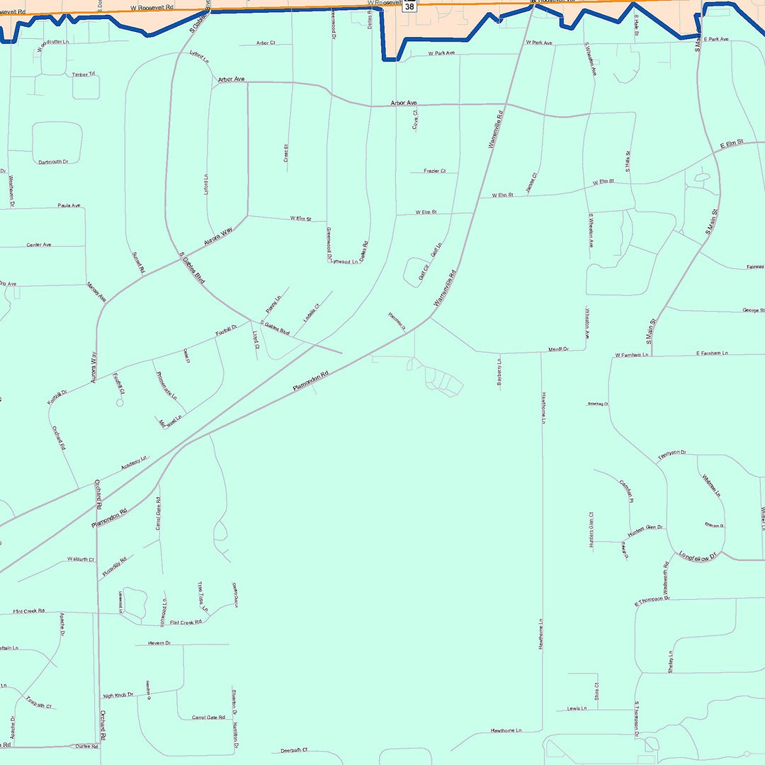 Color Cast Zip Code Style Wall Map of Wheaton, IL
