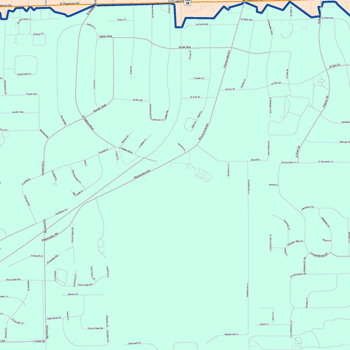 Color Cast Zip Code Style Wall Map of Wheaton, IL