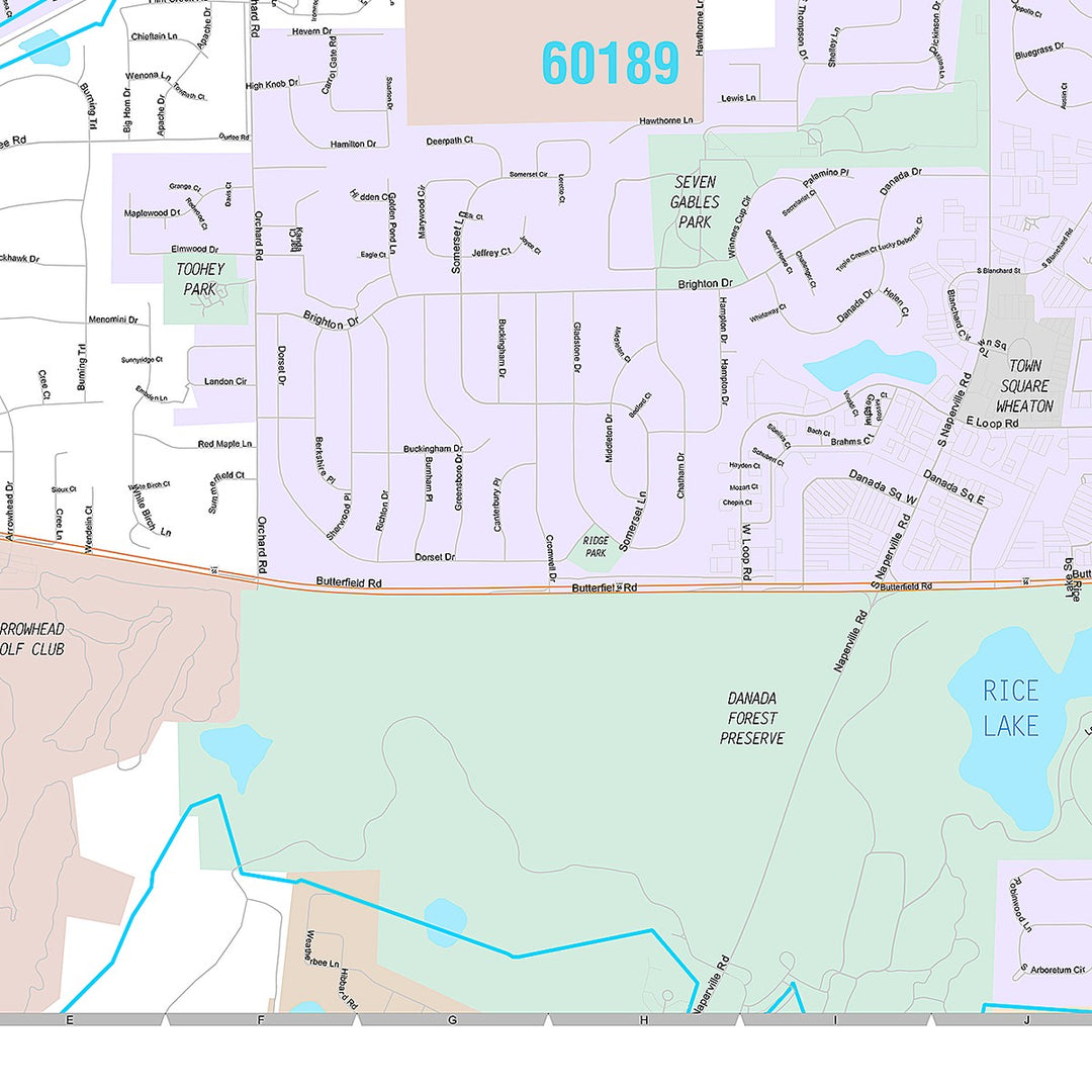 Premium Style Wall Map of Wheaton, IL
