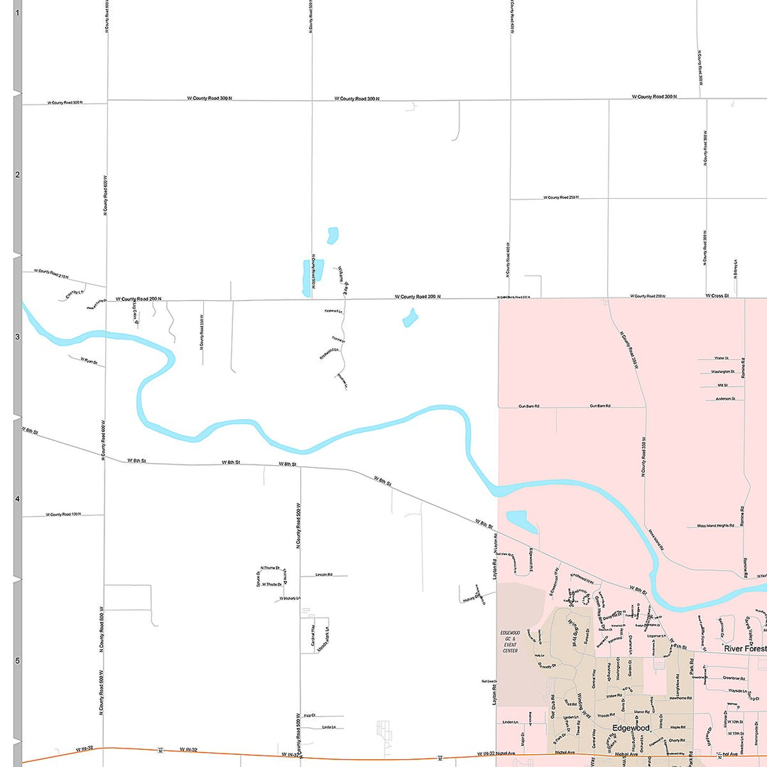 Premium Style Wall Map of Anderson, IN
