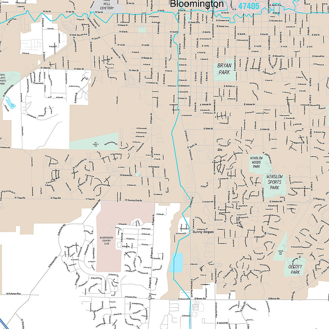 Premium Style Wall Map of Bloomington, IN