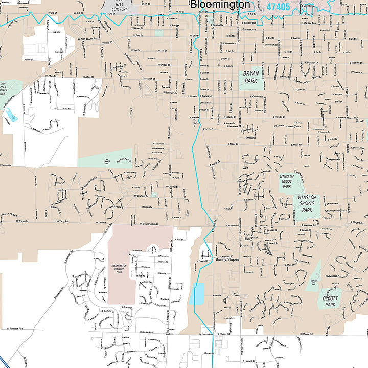 Premium Style Wall Map of Bloomington, IN