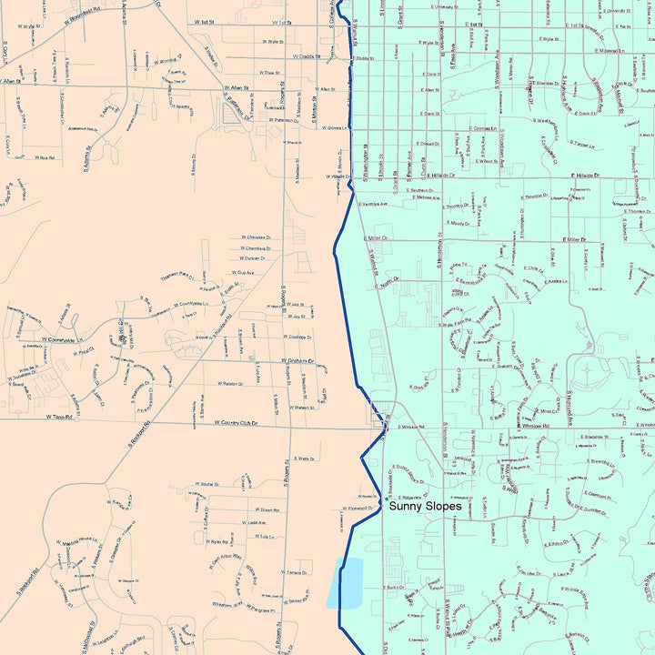 Color Cast Wall Map of Bloomington, IN