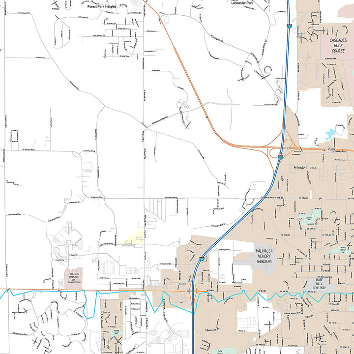 Premium Style Wall Map of Bloomington, IN