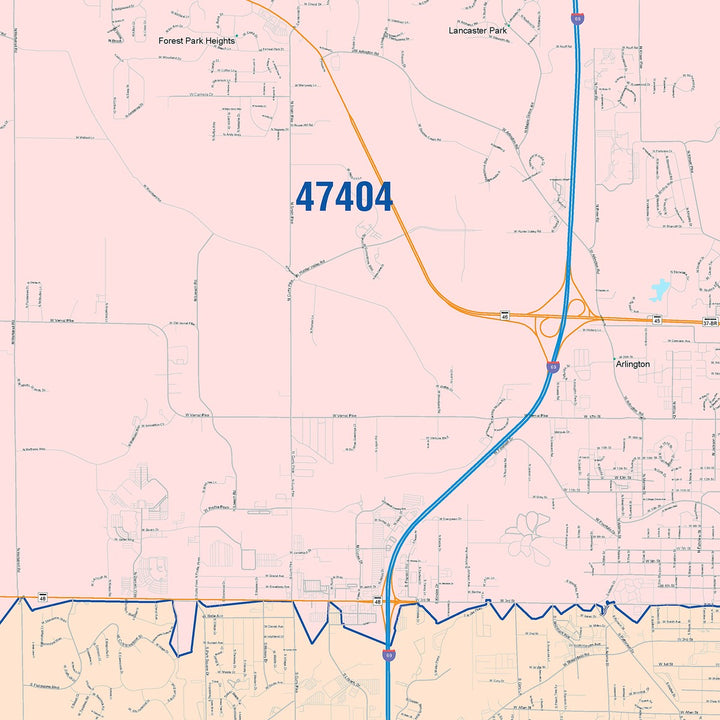 Color Cast Wall Map of Bloomington, IN