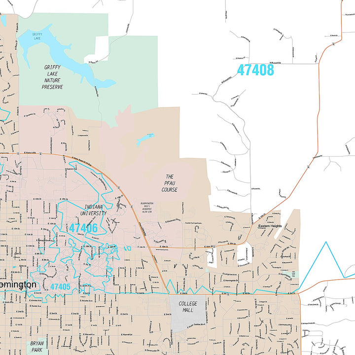 Premium Style Wall Map of Bloomington, IN