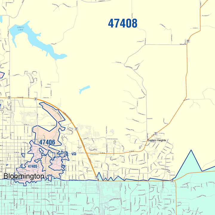 Color Cast Wall Map of Bloomington, IN